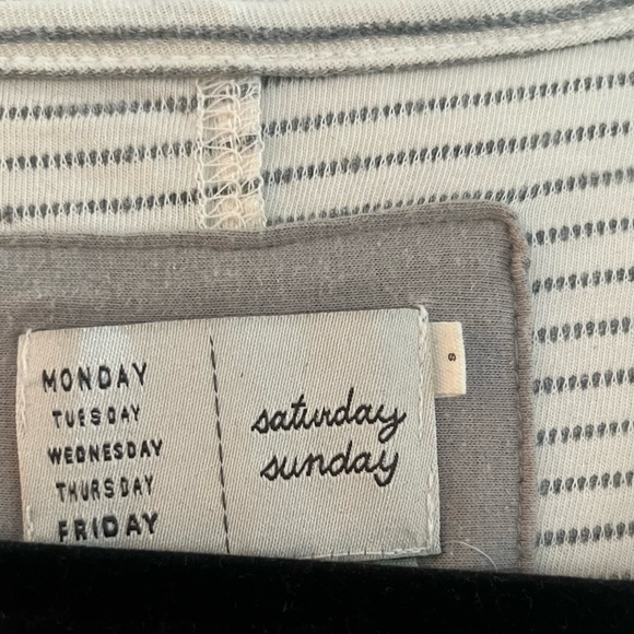 Anthropologie Saturday Sunday Devi Stripe Tunic in gray and cream. - Picture 3 of 4